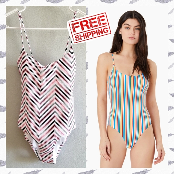 FREE Shipping! Onia Gabriella Suit Chevron Stripe - Picture 1 of 5
